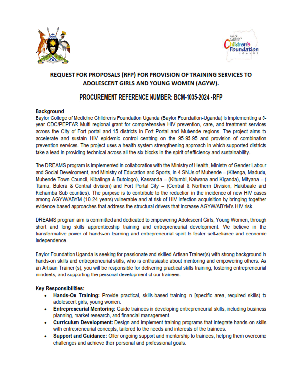 BCM-1035-2024-RFP TRAINING SERVICES BY ARTISANS
