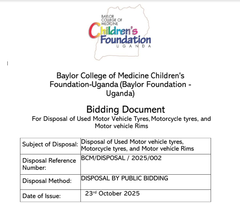 BFU-Tyre and Motor vehicle Rims Disposal Bid document-23rd October 2025